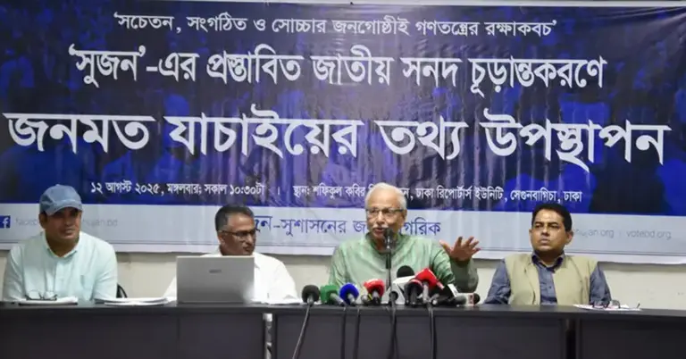 সুজনের জনমত জরিপের সংবাদ সম্মেলন
